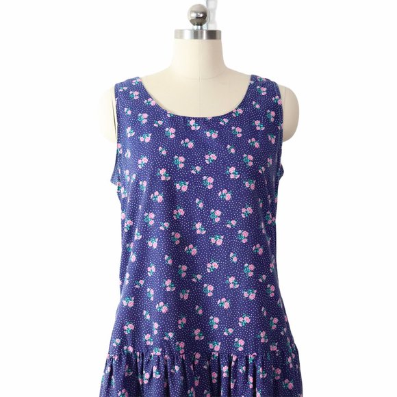 ❌SOLD❌vintage 90s rose floral dot jumper dress - Picture 2 of 6